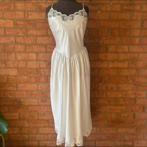 Victoria secret Elegant White satin Lace Trim Dress